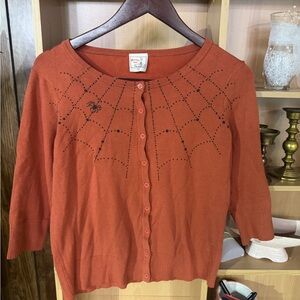 Orange Spider Web Cardigan 2X